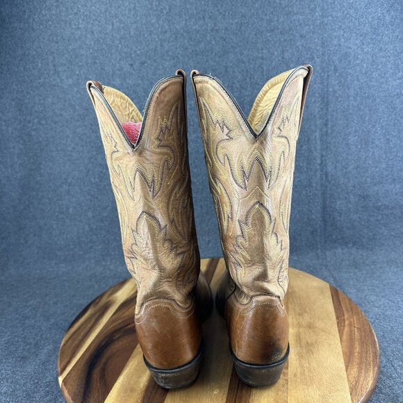 OLD WEST Mens Snip Toe Western Brown Leather Cowboy Boots Sty MF1529 Size 9.5D - Picture 6 of 9